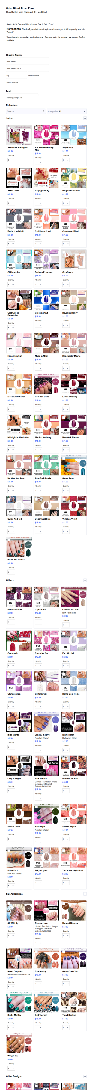 Color Street Order Form Updated Oct 2020 With Holiday