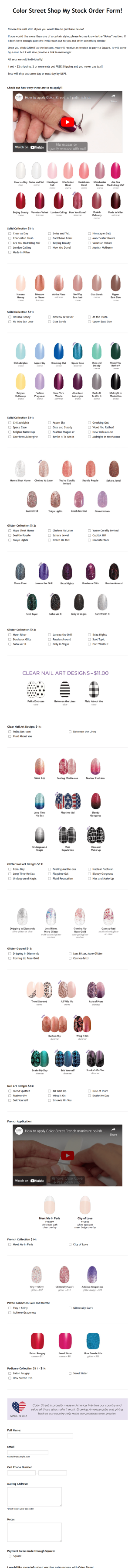 Color Street Party Order Form TAB Form Template