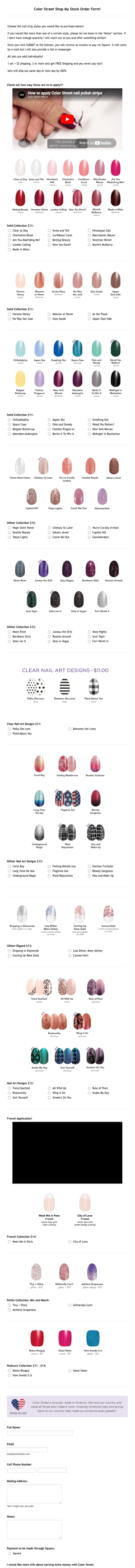 Color Street Party Order Form TAB