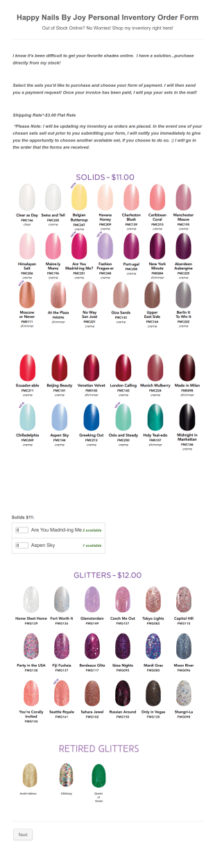 Color Street Personal Inventory Form Template