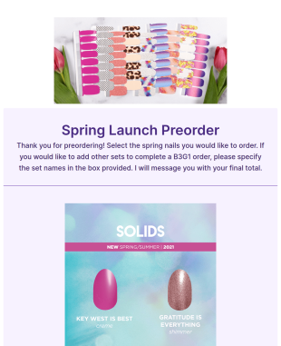Color Street Spring Launch Preorder Form Template
