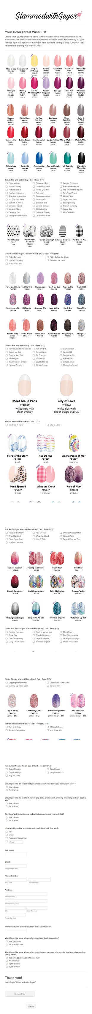 Color Street Wish List Form Template