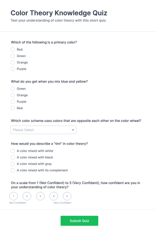 Color Theory Knowledge Quiz Form Template