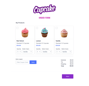 Colorful Cupcake Order Form Template