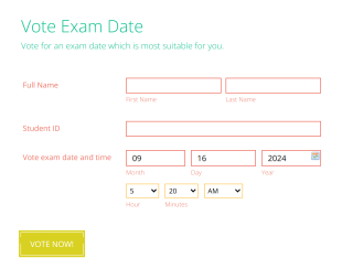Exam Date Poll Colorful Form Template