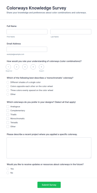 Colorways Knowledge Survey Form Template
