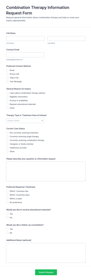 Combination Therapy Information Request Form Template