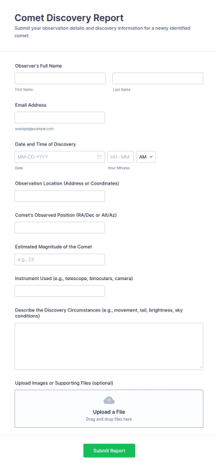 Comet Discovery Report Form Template