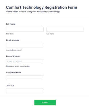 Comfort Technology Registration Form Template