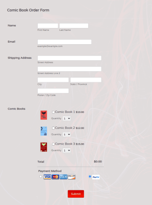 Comic Book Order Form Template