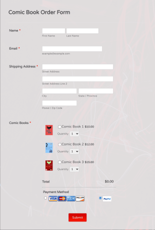 Comic Book Order Form Template
