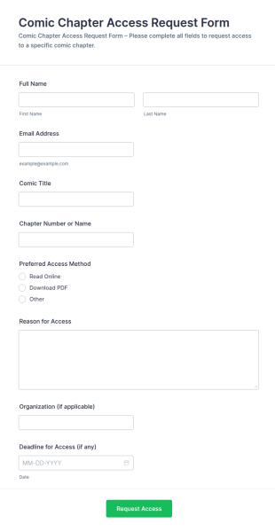 Comic Chapter Access Request Form Template