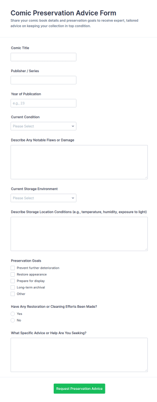 Comic Preservation Advice Form Template