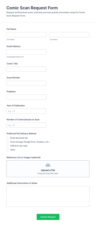 Comic Scan Request Form Template