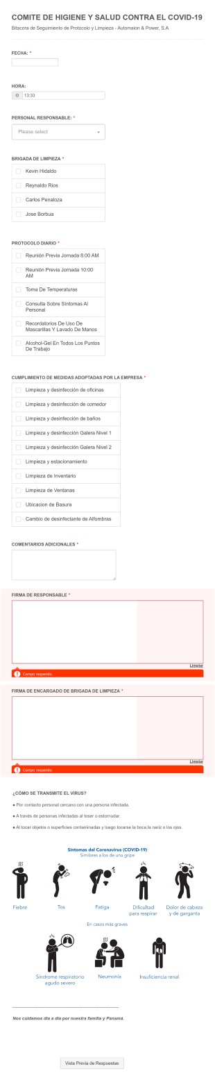 Comite De Higiene Y Salud Ap Form Template