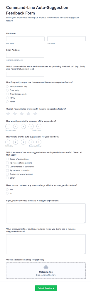 Command Line Auto Suggestion Feedback Form Template