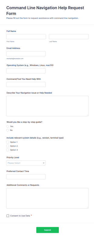 Command Line Navigation Help Request Form Template
