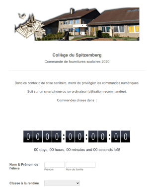 Commande De Fournitures Scolaires Form Template