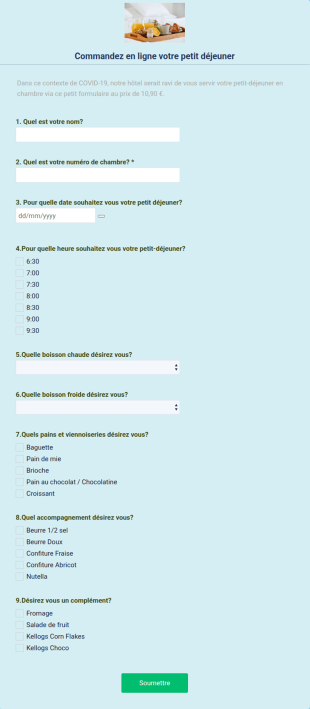 Commande De Petit Déjeuner En Chambre