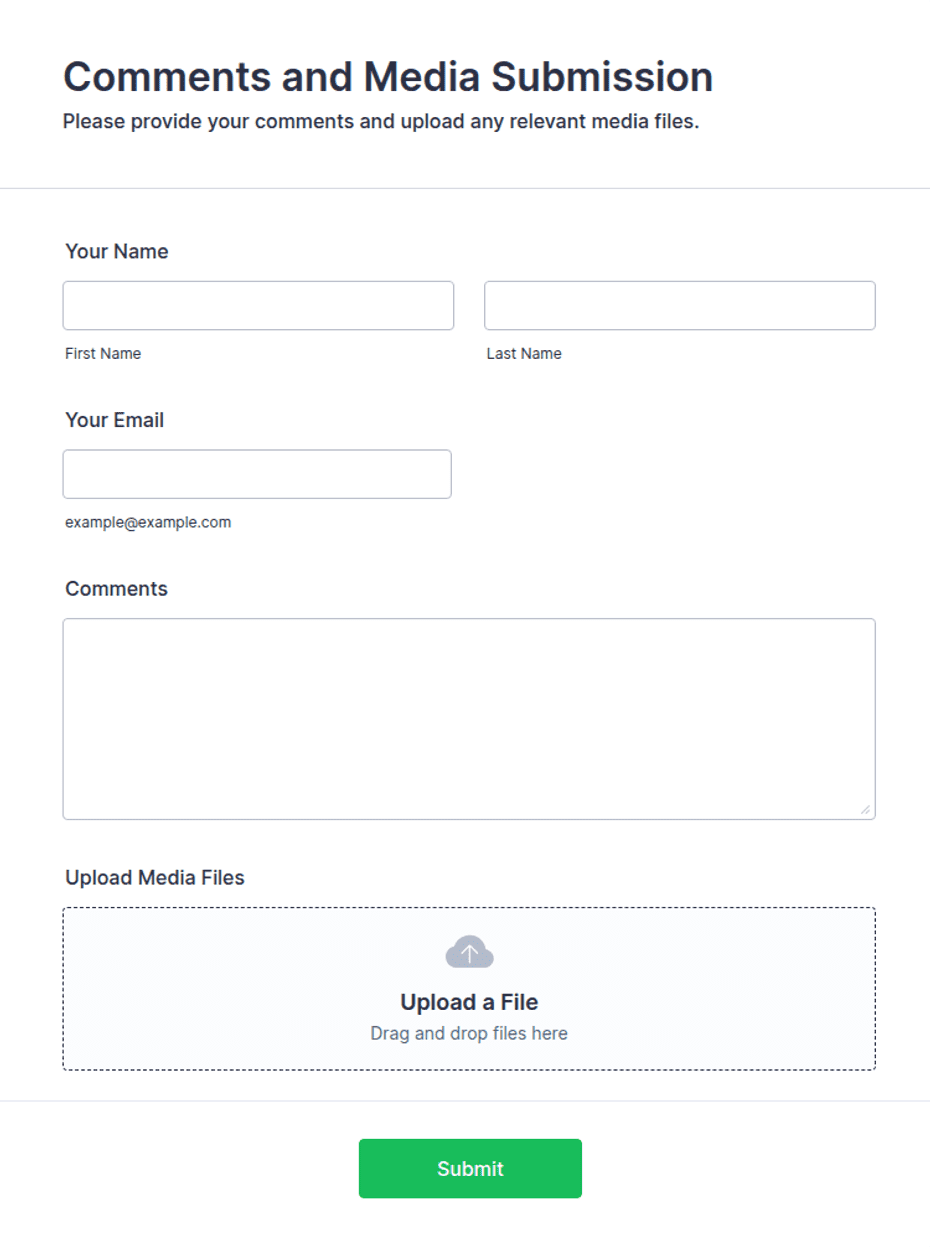 Library Comment Forms Comments and Media Submission Form Template | Jotform