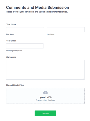 Comments And Media Submission Form Template