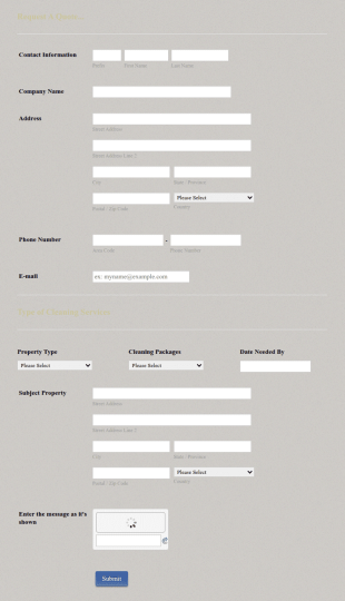 Commercial Cleaning Quote Form Template