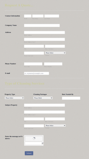 Commercial Cleaning Quote Form Template