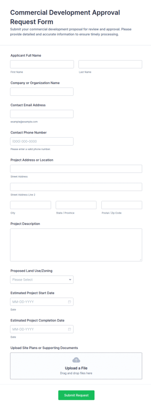 Commercial Development Approval Request Form Template