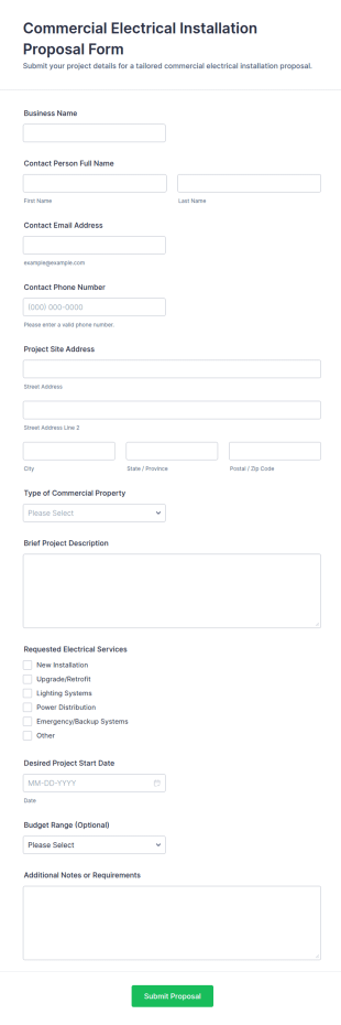Commercial Electrical Installation Proposal Form Template