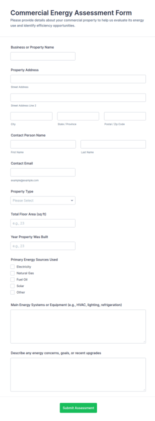 Commercial Energy Assessment Form Template