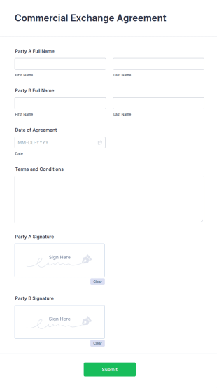 Commercial Exchange Agreement Form Template