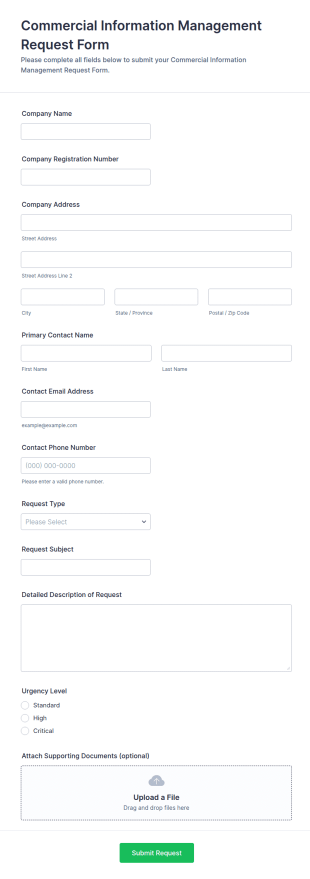 Commercial Information Management Request Form Template