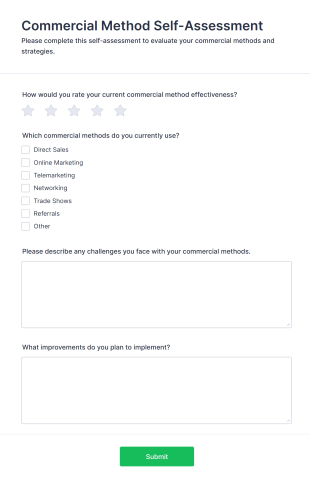 Commercial Method Self Assessment Form Template