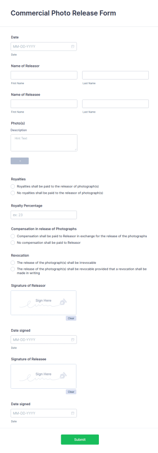 Commercial Photo Release Form Template