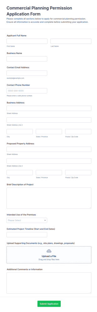 Commercial Planning Permission Application Form Template
