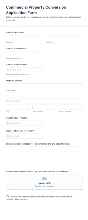 Commercial Property Conversion Application Form Template