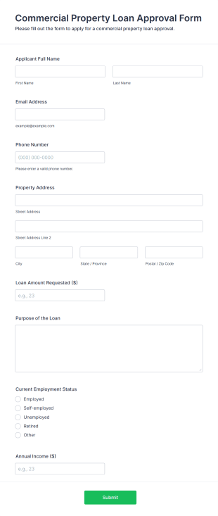 Commercial Property Loan Approval Form Form Template