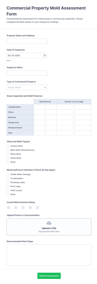 Commercial Property Mold Assessment Form Template