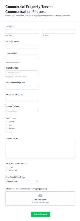 Commercial Property Tenant Communication Request Form Template