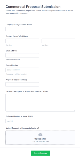 Commercial Proposal Submission Form Template