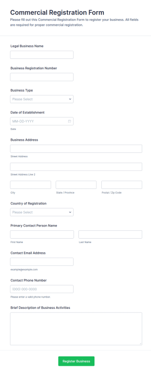 Commercial Registration Form Template