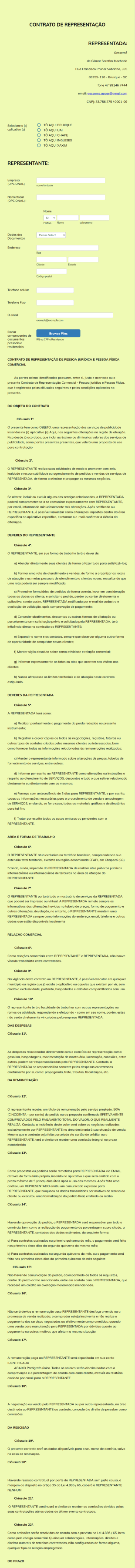 Commercial Representation Contract Form In Portuguese
