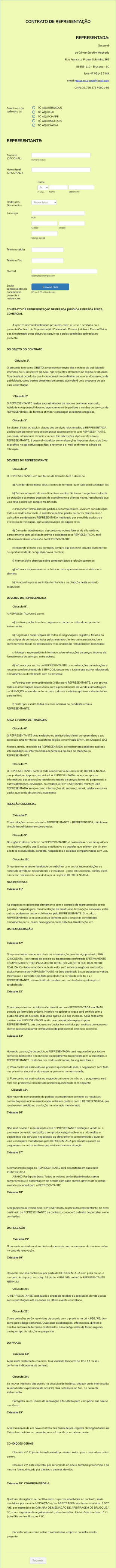 Commercial Representation Contract Form In Portuguese Form Template