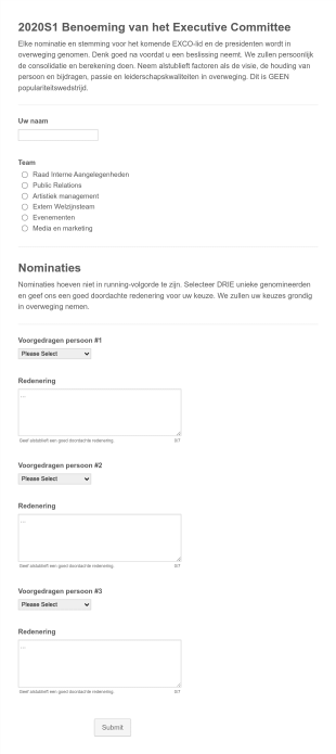 Commissie Nominatieformulier