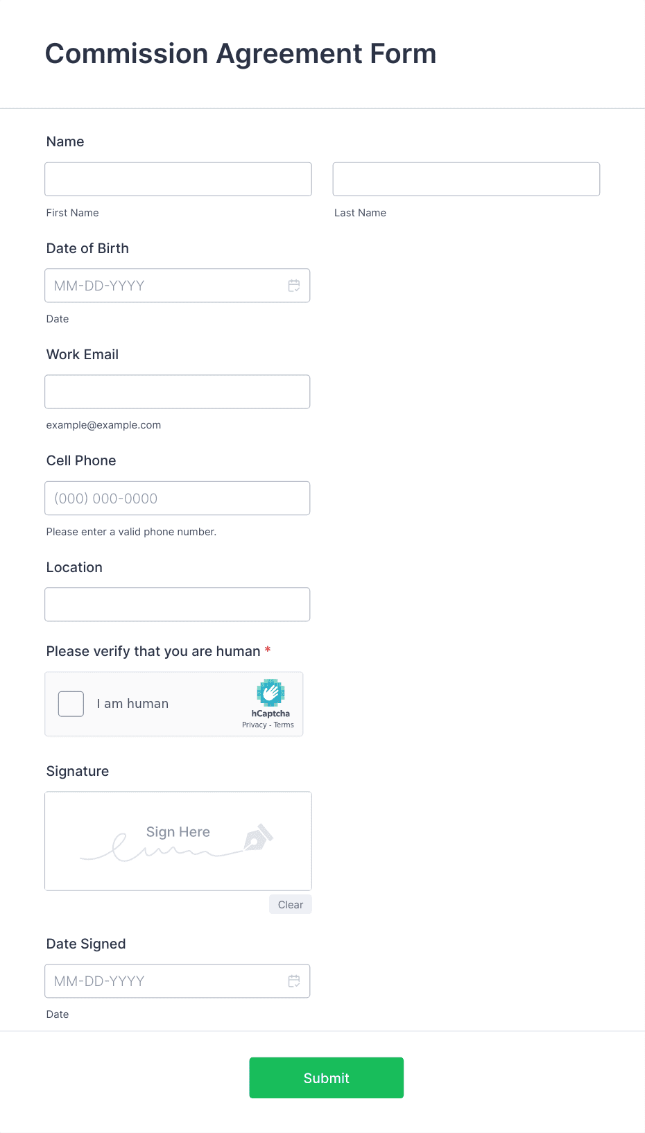 Commission Agreement Form Template | Jotform