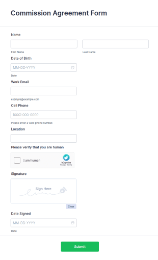 Commission Agreement Form Template
