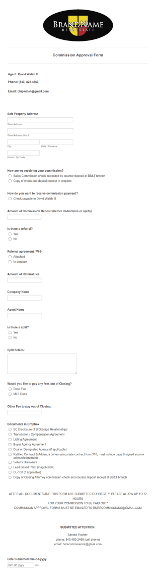 Commission Approval Form Template