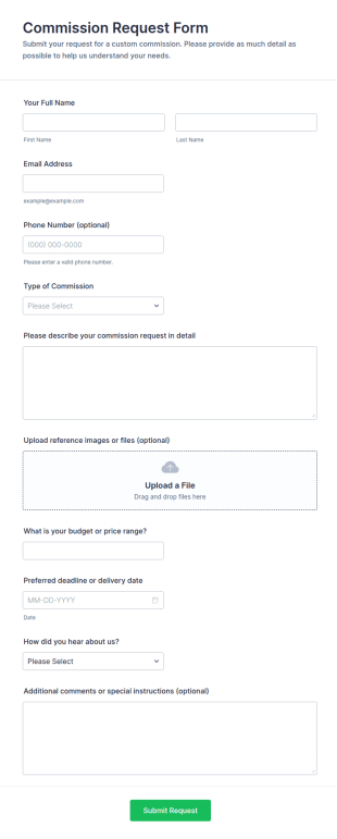Commission Request Form Template