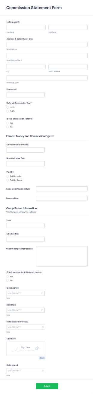 Commission Statement Template