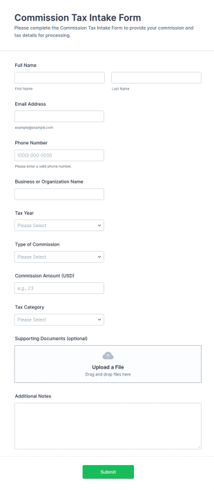 Commission Tax Intake Form Template